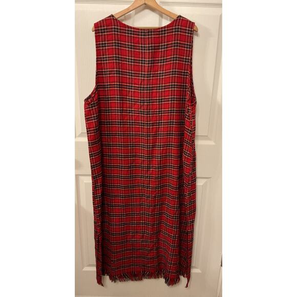Vintage Original ty2 Red Plaid Cottagecore Academia Plus Jumper Maxi Dress,22W - Picture 7 of 7